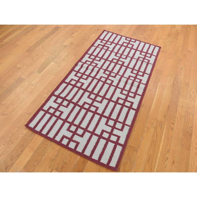 Shahbanu Rugs Alabama Crimson Red Flat Weave Reversible Kilim